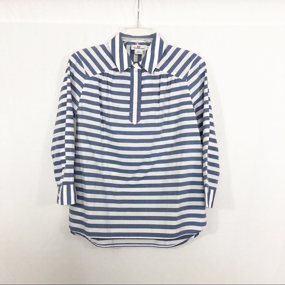 NEW Vineyard Vines 3/4 Sleeve Striped Top, Size 0, Blue White